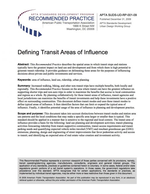 Defining Transit Areas of Influence