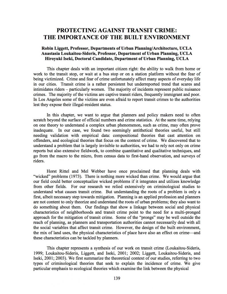 Protecting Against Transit Crime The Importance of the Built