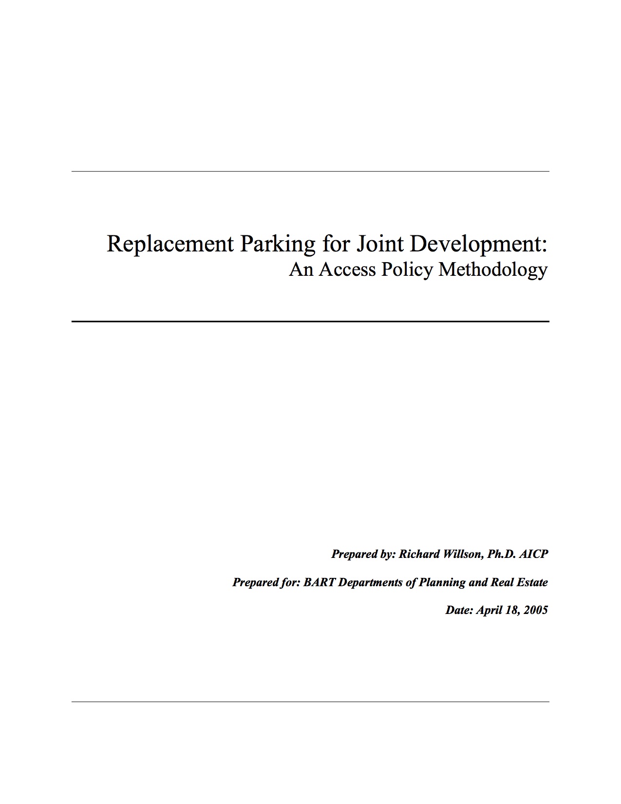 Replacement Parking for Joint Development: An Access Policy Methodology