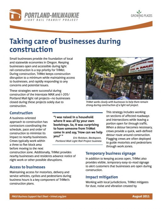 Taking care of businesses during construction